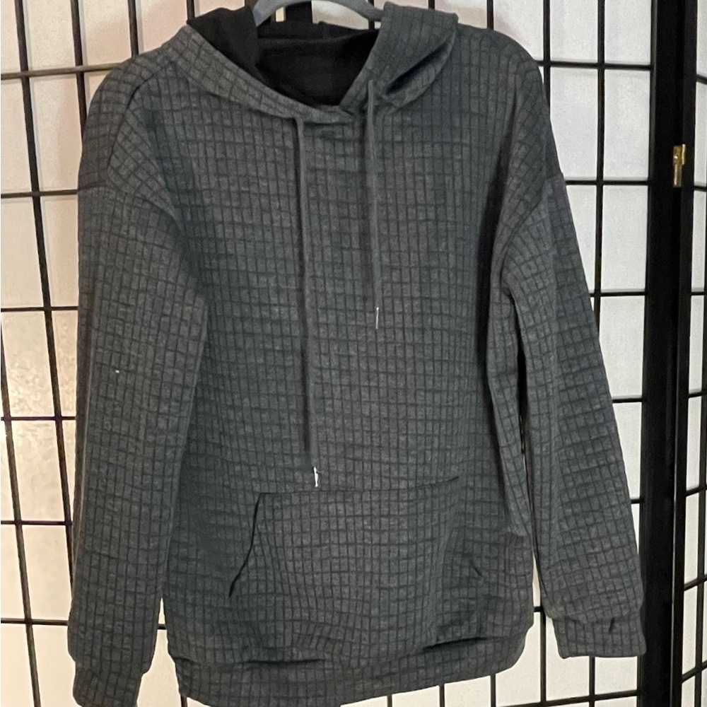 Gray Checkered Hoodie